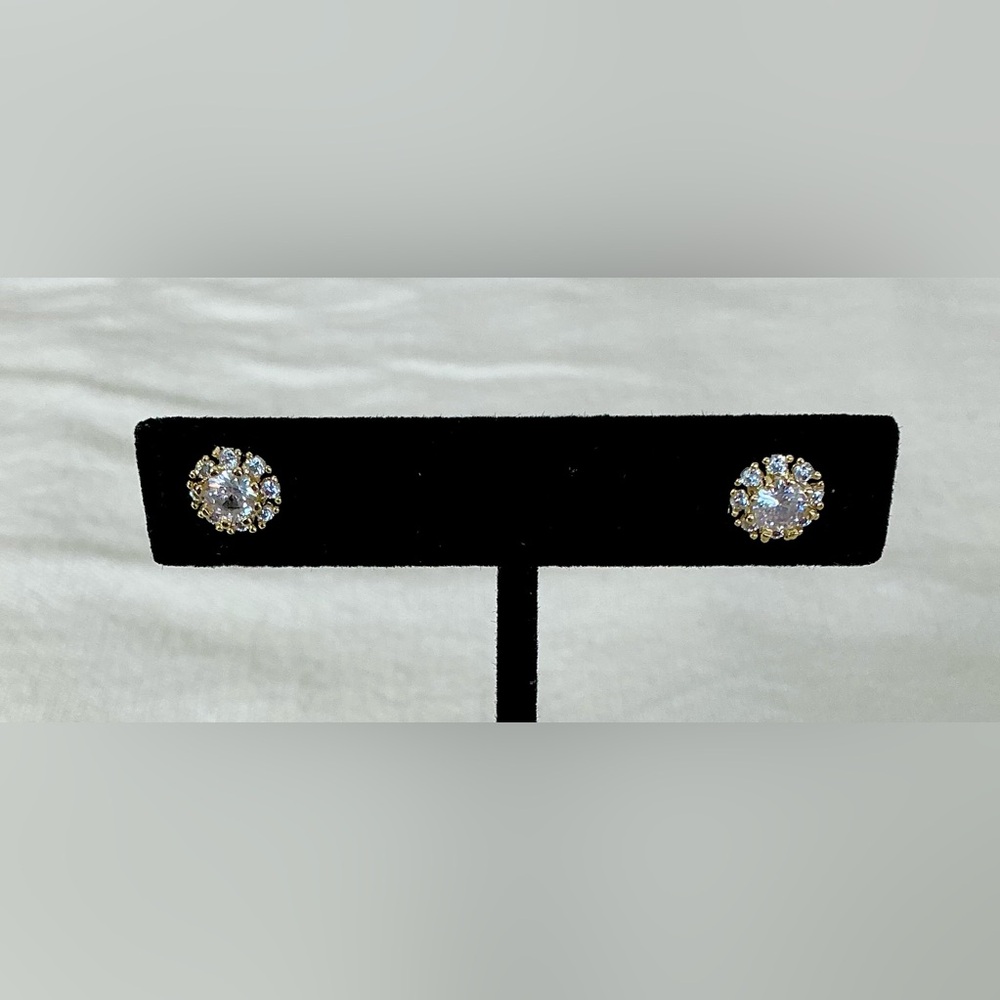 Elegant Italian Gold Plated Stud Earrings w/crystals, NWOT